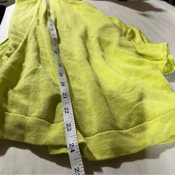 J. Jill Chartreuse Linen Blend Cardigan Sweater Lightweight Open Front - Picture 8 of 9
